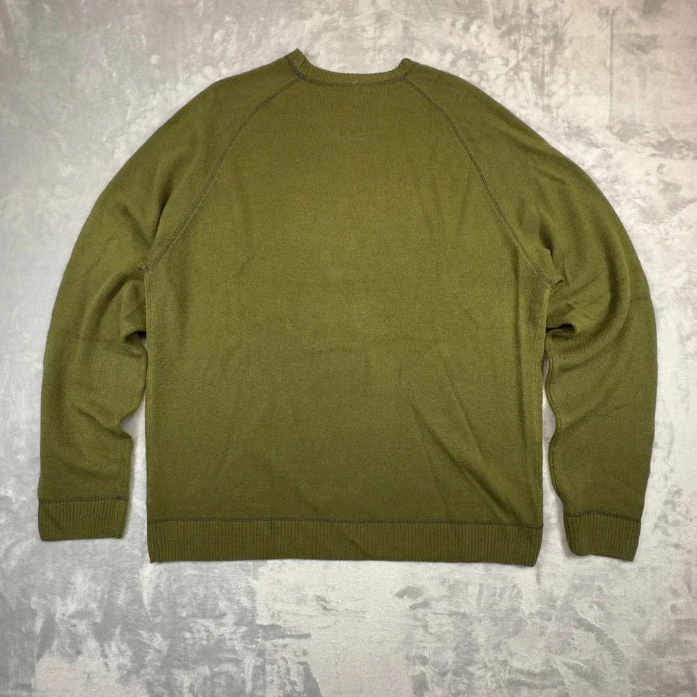 Aeropostale Sweater Mens XL Green Crew Neck Raglan Sleeve Solid Knit Pullover